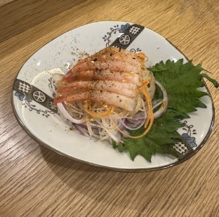 洋蔥甜蝦左檸檬醬